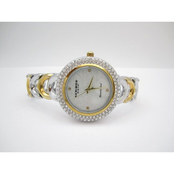 Women Akribos XXIV Diamond Dia Analog 34mm Round Watch (H222) "New Battery" - Picture 7 of 10